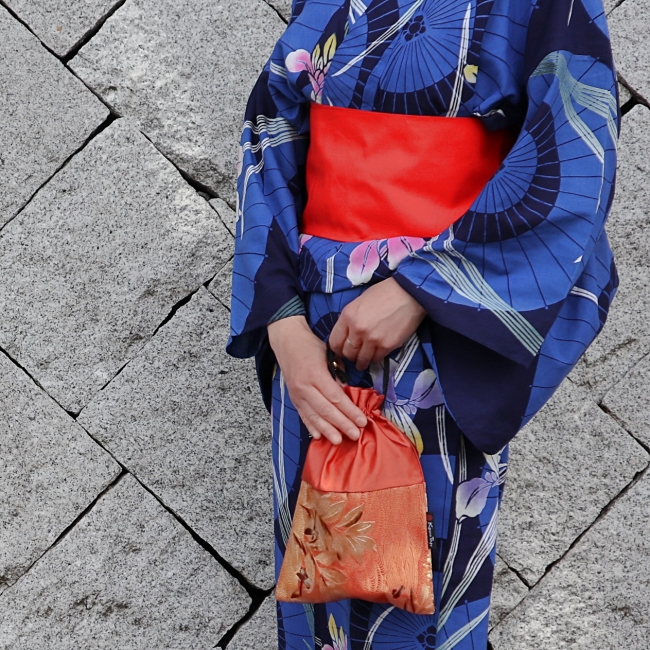 着物リメイク「帯地 巾着 B 」 Kimono Tango