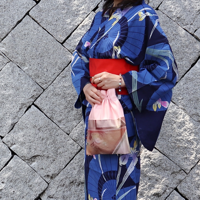着物リメイク「帯地 巾着 D 」 Kimono Tango