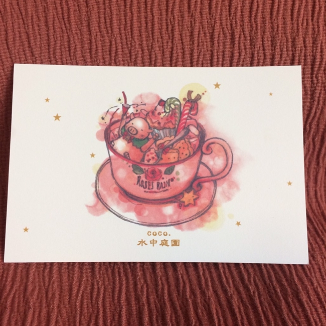 【水中庭園】オリジナル絵本「仔豚のピキちゃん」ポストカード＆ハーブティ５包セット